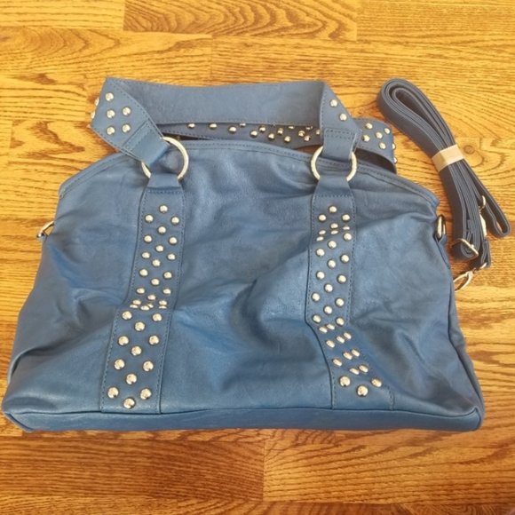 NWOT Electric Blue Hand Bag Large Studded Rockstar Glam Functional - Picture 1 of 10
